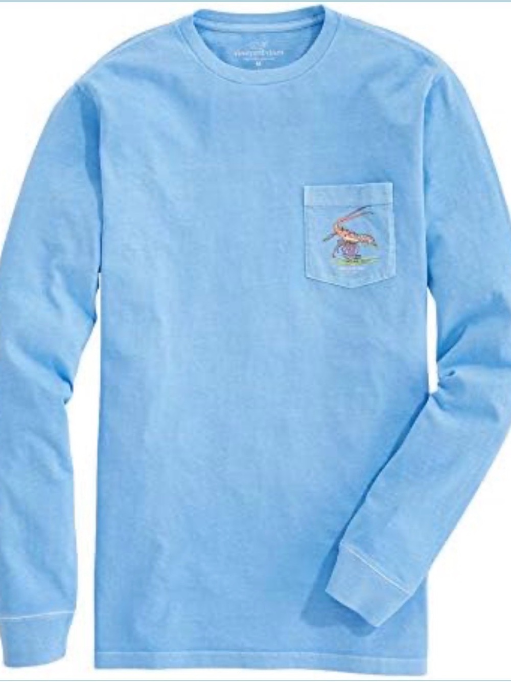 Vineyard Vines Mens Long Sleeve Dyed Neon Spiny Lobster Pocket T-shirt L Cotton